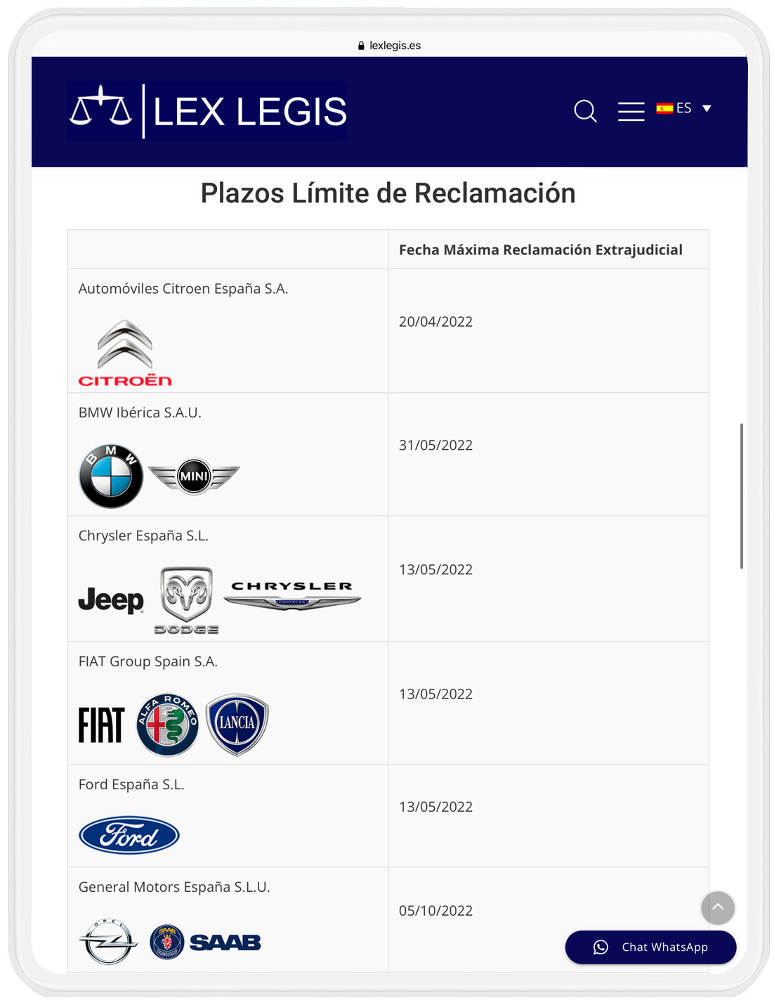 cartel coches plazos de reclamacion
